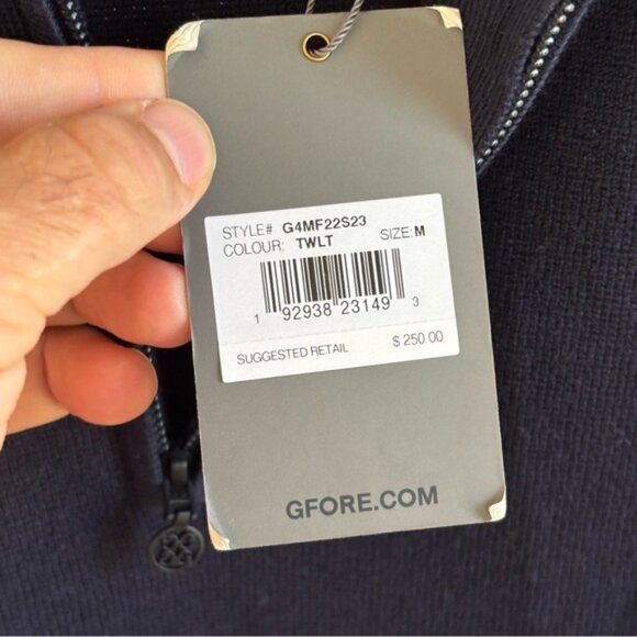 G/FORE Navy Blue Merino Wool Tech-Lined Dunes 1/4 Zip Vest NWT Men’s M Tailored - Picture 7 of 11